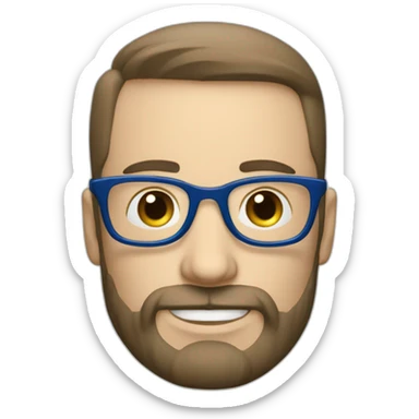 Hombre mayor con barba blanca y lentes azules, pelo blanco sticker