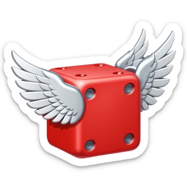 Red lucky block  with white wing sticker