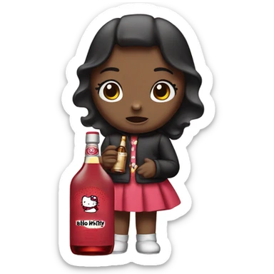 Hello kitty crying tears sad holding Hennessy bottle😭  sticker