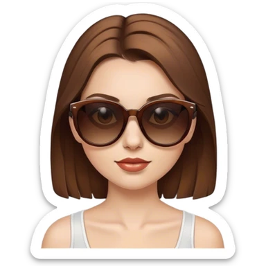 White girl with brown hair wearing sunglasses sticker