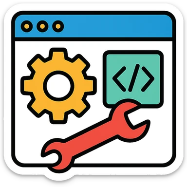 App development interface with tools and code sticker