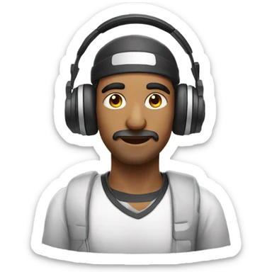 Indian man wearing a gamer headset sticker