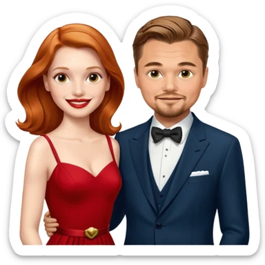leonardo di caprio and Jessica Chastain in a red dress sticker
