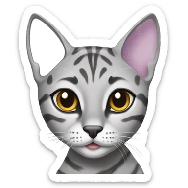 Grey bengal girl cat with lilac colar sticker