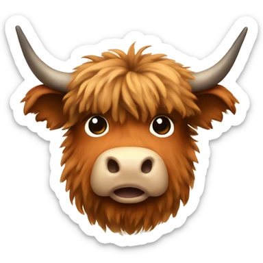 Fluffy highland cow iOS 18 style sticker