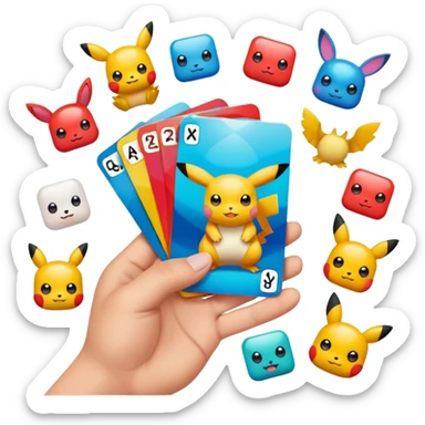 Pokemon cards in a hand sticker