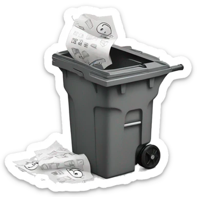 the paper is thrown into the waste bin sticker