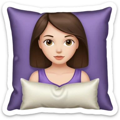 brunette white girl with a silk pillow sticker