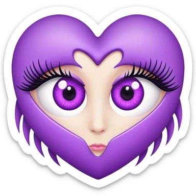 a purple heart with one symmetrical eye with eyelashes sticker