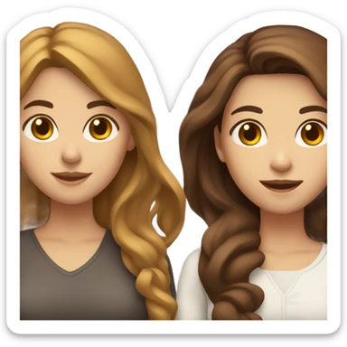 2 white females with brown hair and one brown female with brown hair together sticker