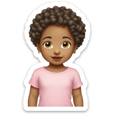 Beautiful baby toddler girl mixed race light skin curly hair wearing designer toddler clothes sticker