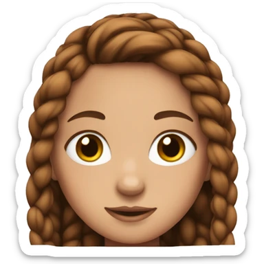 girl with straight brown braids, brown eyes, white skin, freckles, pink shirt sticker