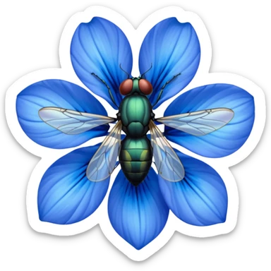 
fly on blue flower sticker
