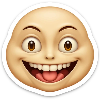 freaky emoji with creepy grin and odd proportions sticker