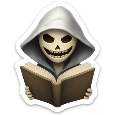 happy human reaper face with book sticker