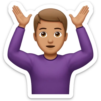 man backing down from argument with arms up sticker