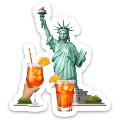 HOLDING COCKTAIL APEROL, statue of liberty sticker