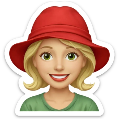 messy green clay mask and red tourist hat blond woman sticker