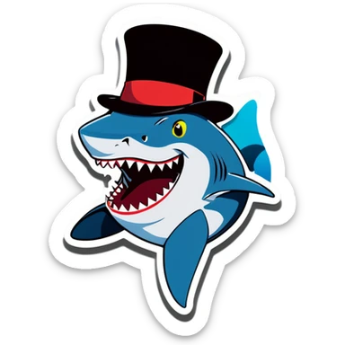 Shark with a top hat sticker