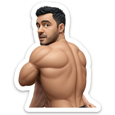 muscular male with black hair sticker