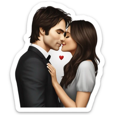Ian Somerhalder kissing Nina Dobrev sticker