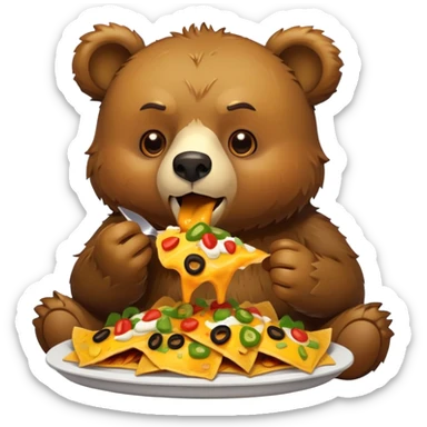 Bear eating nachos sticker