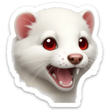 white ferret with red eyes grinning  sticker