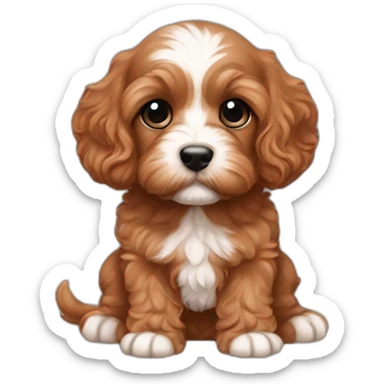 redish brown cavapoo puppy sticker