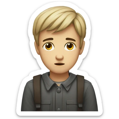 sad german boy sticker