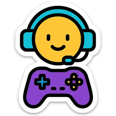 gaming mascot with a game controller and gaming headset sticker