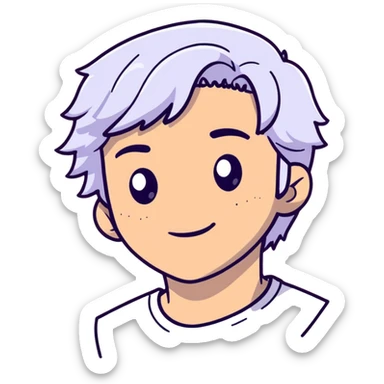 Carlos from Descendants, son of Cruella de Vil, white and black hair, freckles sticker