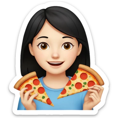 eating food well baby with happy face black hair young girl sticker