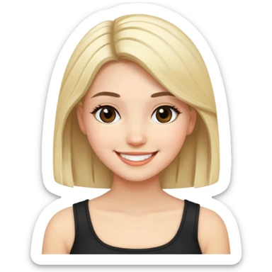 a girl with black and blonde hair smilling sticker
