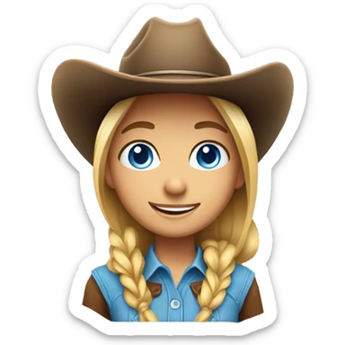 smiling girl with blue eyes cowgirl sticker