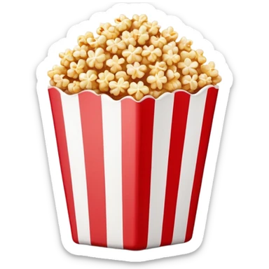 minimalist caramel popcorn in red and white horizontally striped package, ultra simple design, Apple emoji style sticker