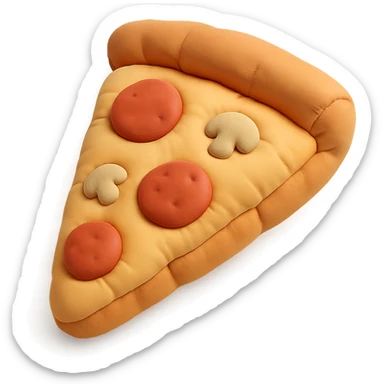 plushie style slice of pizza, soft and cute, cushion style sticker