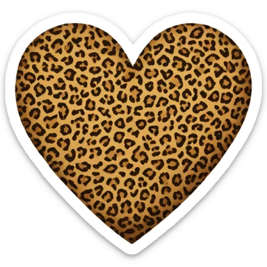 Leopard print heart sticker