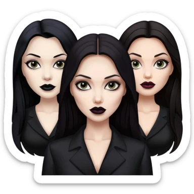 “Emoji girl, femme fatale, tomie vibes, morticia adams vibes, anglina jolie, and megan fox sticker