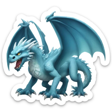 angry ice dragon full body sticker