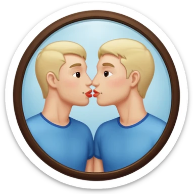 man kissing his reflection in a mirror sticker