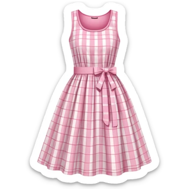 Pink and white plaid dress  sticker