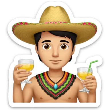 Guy with black hair brown eyes drinking tequila sticker