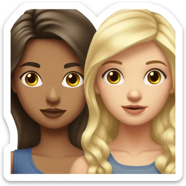 Realistic Russian Brunette hair girl and her Russian blonde haired bestie  sticker
