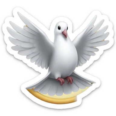 dove wearing headphones sitting on peace symbol sticker