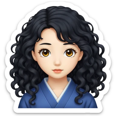 Japanese girl with long curly hair sticker