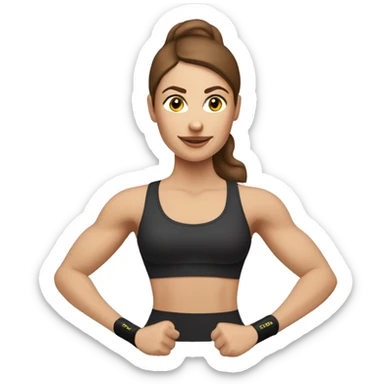 white woman with brown hair working out with TRX resistance bands sticker