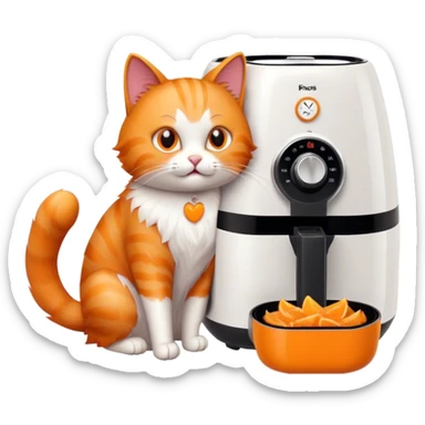 Cat opening an airfryer with their paw sticker