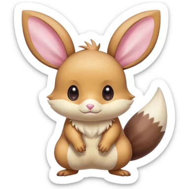 Kawaii Shiny Colorful Pastel Dedenne-Minccino-Furret-Eevee-fusion Full Body sticker