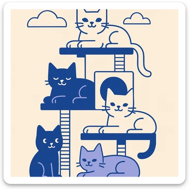 cats relaxing in a vertical playhouse sticker