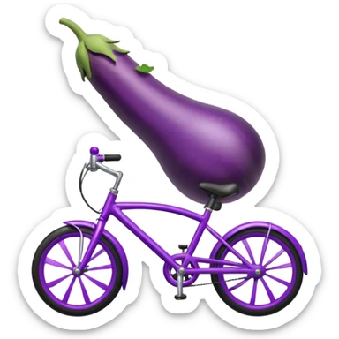 eggplant on bike  sticker